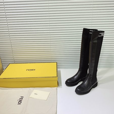 Fendi Glossy ankle boots FF Logo cowhide inner sheep leather