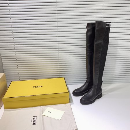 Fendi Glossy ankle boots FF Logo cowhide inner sheep leather