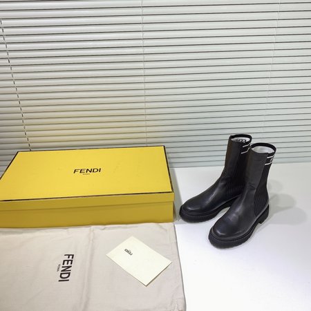 Fendi Glossy ankle boots FF Logo cowhide inner sheep leather