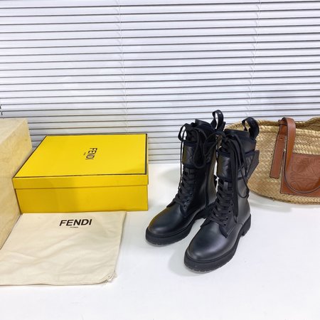 Fendi Side zipper velcro booties in cowhide leather and nubuck outsole