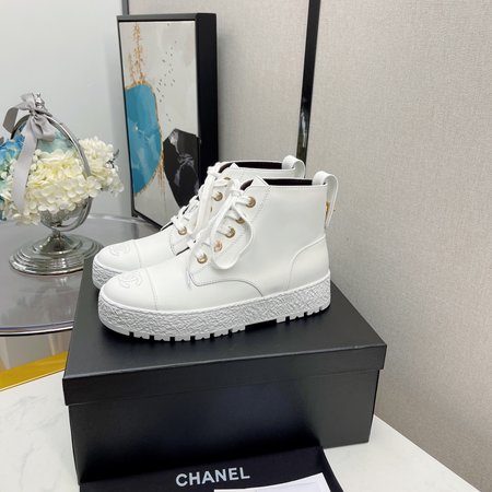 Chanel Chelsea short boots round toe classic CC embroidered logo