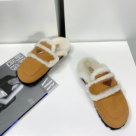 Prada Furry slippers soft wool