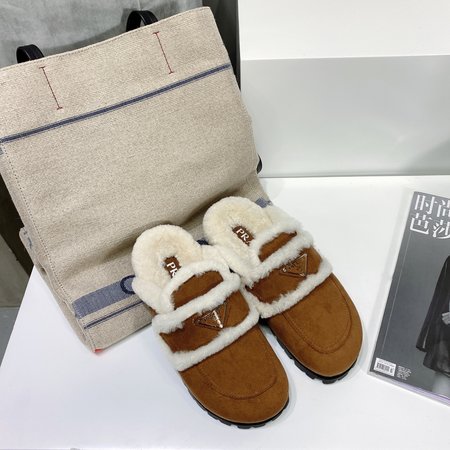 Prada Furry slippers soft wool