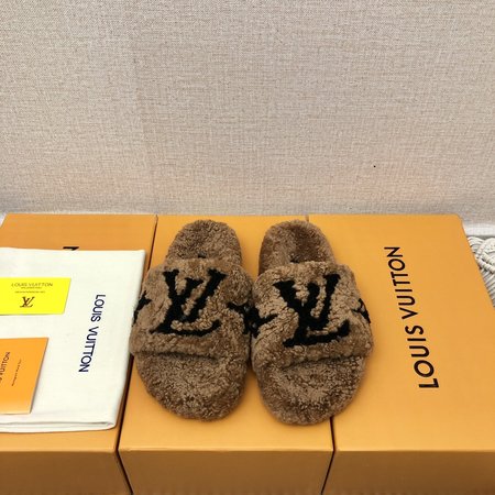 Louis Vuitton Teddy bear fur slippers lamb wool