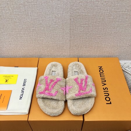 Louis Vuitton Teddy bear fur slippers lamb wool