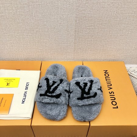 Louis Vuitton Teddy bear fur slippers lamb wool