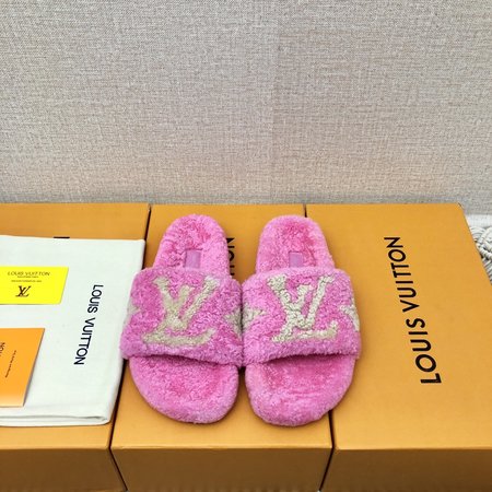 Louis Vuitton Teddy bear fur slippers lamb wool