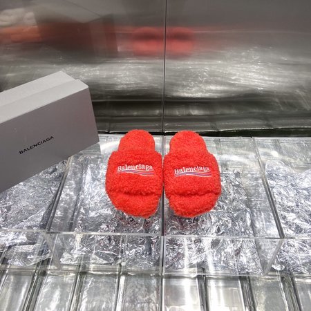 Balenciaga Logo embroidered wool slippers