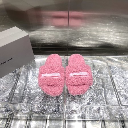 Balenciaga Logo embroidered wool slippers