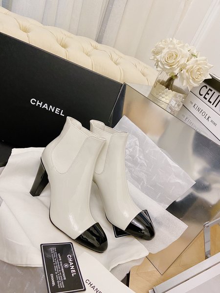 Chanel Short boots sheepskin patent leather