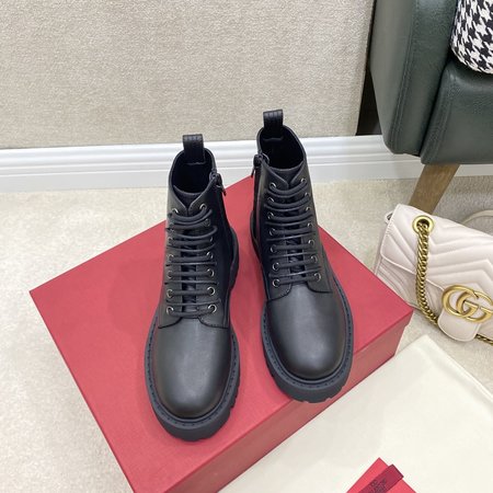 Valentino V LOGO series short boots calfskin Martin boots 3.5cm thick