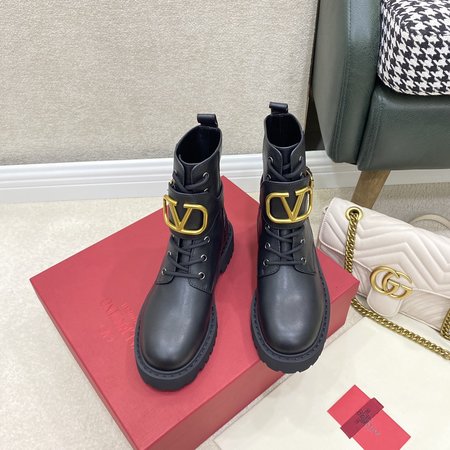 Valentino V LOGO series short boots calfskin Martin boots 3.5cm thick