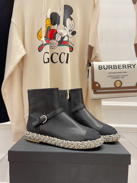 Chanel Hemp-soled lambskin short boots