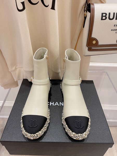 Chanel Hemp-soled lambskin short boots