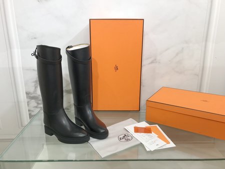 Hermes Knight s boots Hermes Box calfskin lining cowhide H pure steel hardware buckle Logo