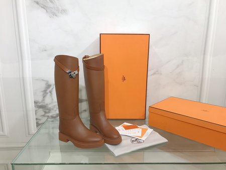 Hermes Knight s boots Hermes Box calfskin lining cowhide H pure steel hardware buckle Logo