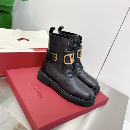 Valentino V LOGO series short boots calfskin Martin boots 3.5cm thick