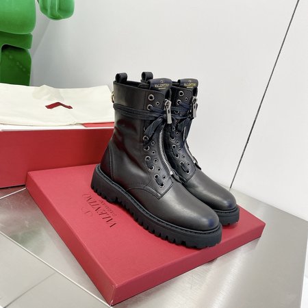 Valentino V LOGO series short boots calfskin Martin boots 3.5cm thick