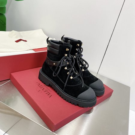 Valentino V LOGO series short boots calfskin Martin boots 3.5cm thick