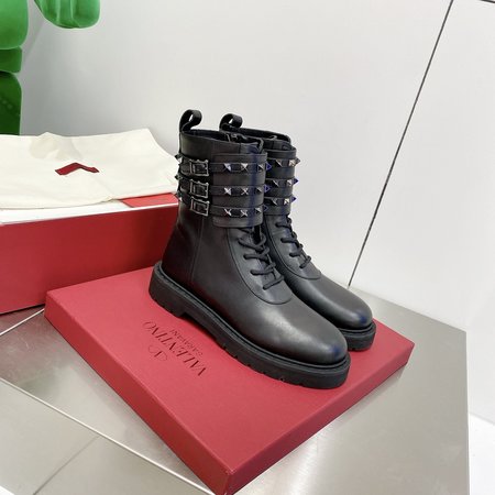 Valentino V LOGO series short boots calfskin Martin boots 3.5cm thick