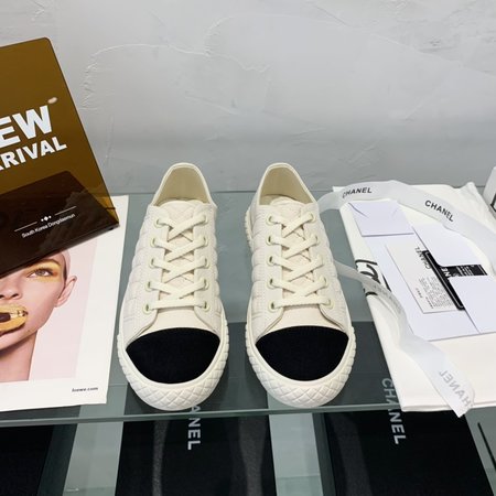 Chanel Canvas lace-up casual flat shoes