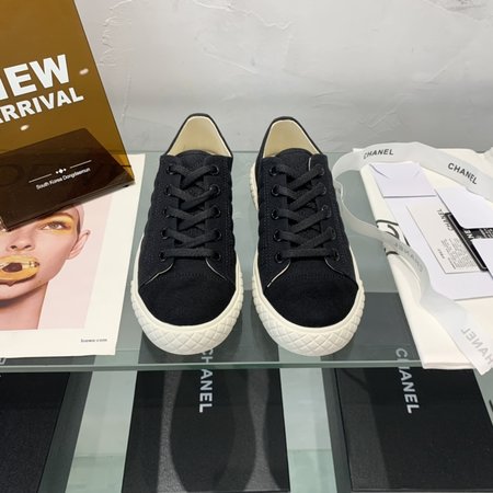 Chanel Canvas lace-up casual flat shoes