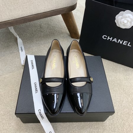 Chanel Flat shoes CC hardware buckle cowhide lining sheepskin