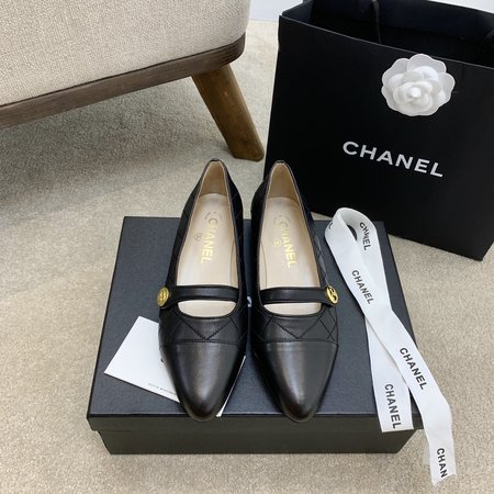 Chanel Flat shoes CC hardware buckle cowhide lining sheepskin