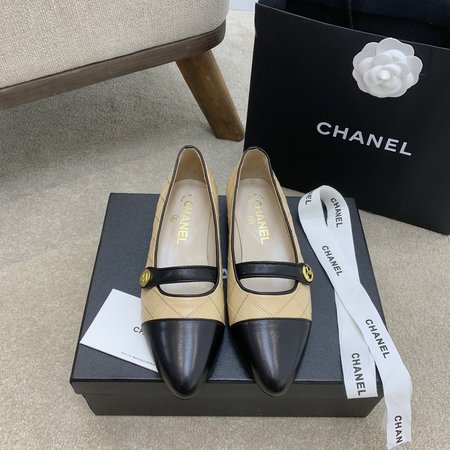 Chanel Flat shoes CC hardware buckle cowhide lining sheepskin