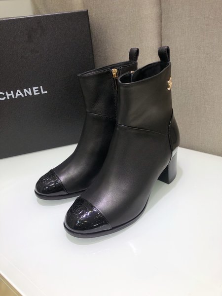 Chanel Side zipper women s ankle boots Grained calfskin patent leather Heel height: 5.5cm