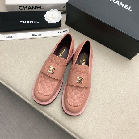 Chanel Jelly embroidered diamond loafers logo hardware buckle grained sheepskin + sheepskin lining