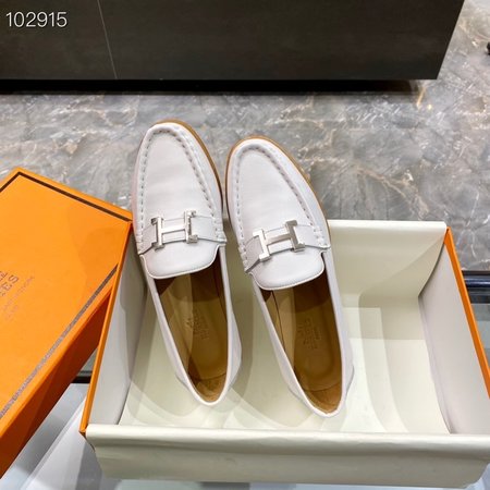 Hermes H buckle leather loafers leather shoes