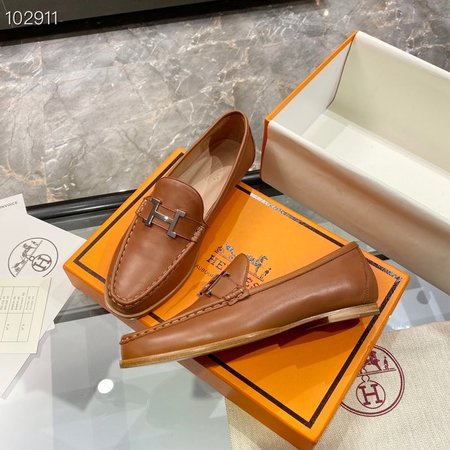 Hermes H buckle leather loafers leather shoes