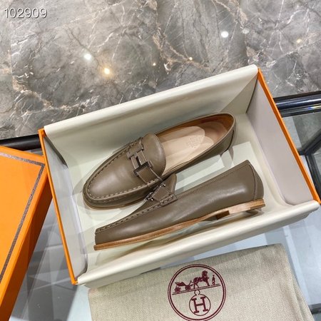 Hermes H buckle leather loafers leather shoes