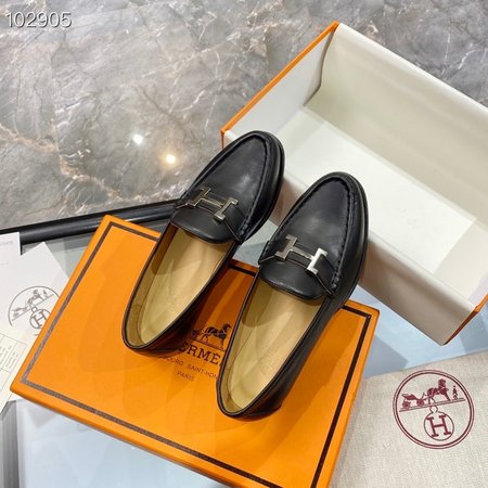 Hermes H buckle leather loafers leather shoes