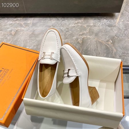 Hermes H buckle leather loafers leather shoes