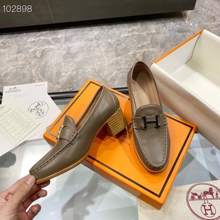 Hermes H buckle leather loafers leather shoes