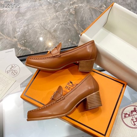 Hermes H buckle leather loafers leather shoes