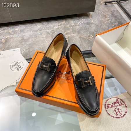 Hermes H buckle leather loafers leather shoes