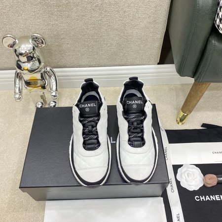 Chanel Casual sneakers black and white panda shoes color side letter logo