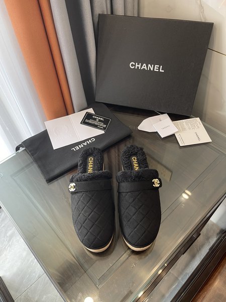 Chanel Golden CC buckle half slippers with 4.6cm high