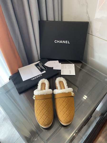 Chanel Golden CC buckle half slippers with 4.6cm high