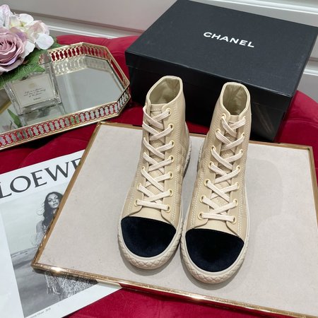 Chanel Vintage cowhide diamond High Top casual shoes