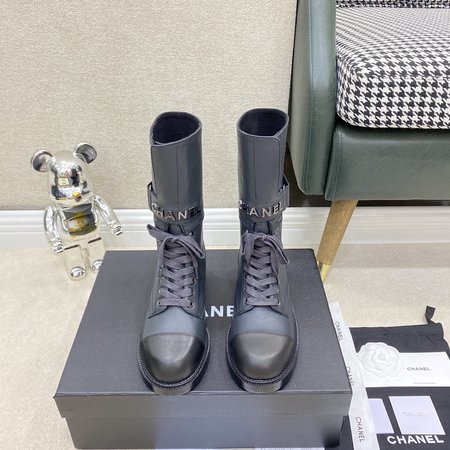 Chanel Ladies boots in metal letters calfskin