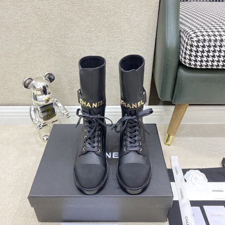 Chanel Ladies boots in metal letters calfskin