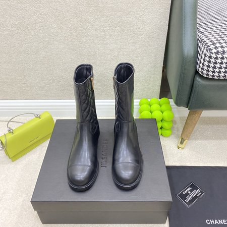 Chanel Women s High Boots with Side Zipper Diamond CC Logo