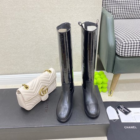 Chanel Ladies boots in metal letters calfskin