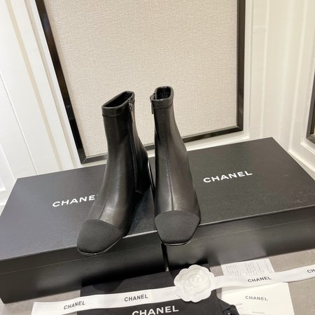 Chanel classic cc chunky heel stretch ankle boots