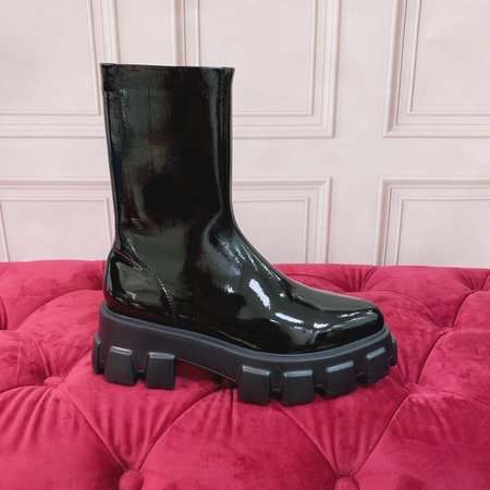 Prada Patent leather stretch point-toe boots