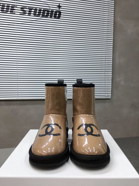 Chanel PVC Fur Boots CC Logo